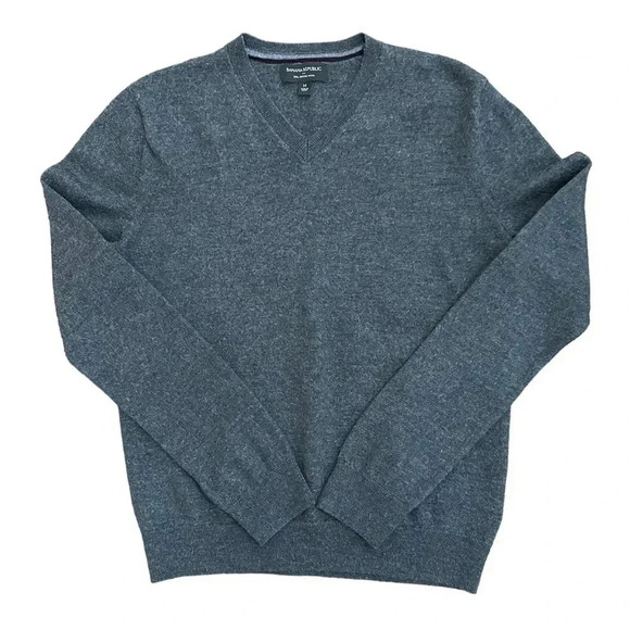 Banana Republic Gray Sweater 100% Merino Wool Men's Size Medium Academia Office - Picture 1 of 6
